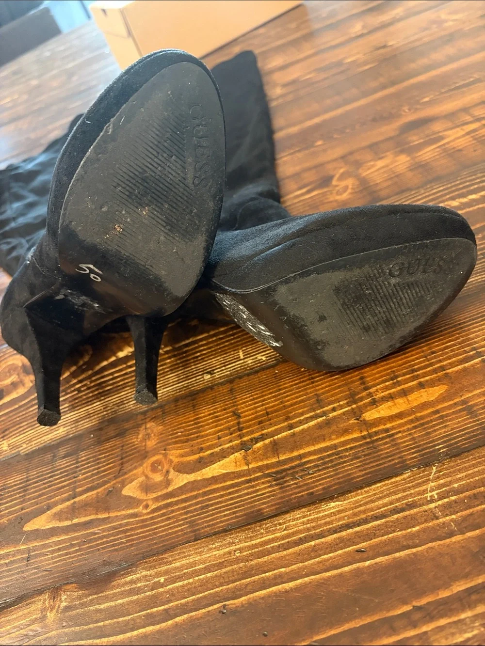 Guess Black Over-the-Knee Suede Stiletto Boots